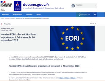 注意!法国又出新规,无VAT税号将不能申请EORI