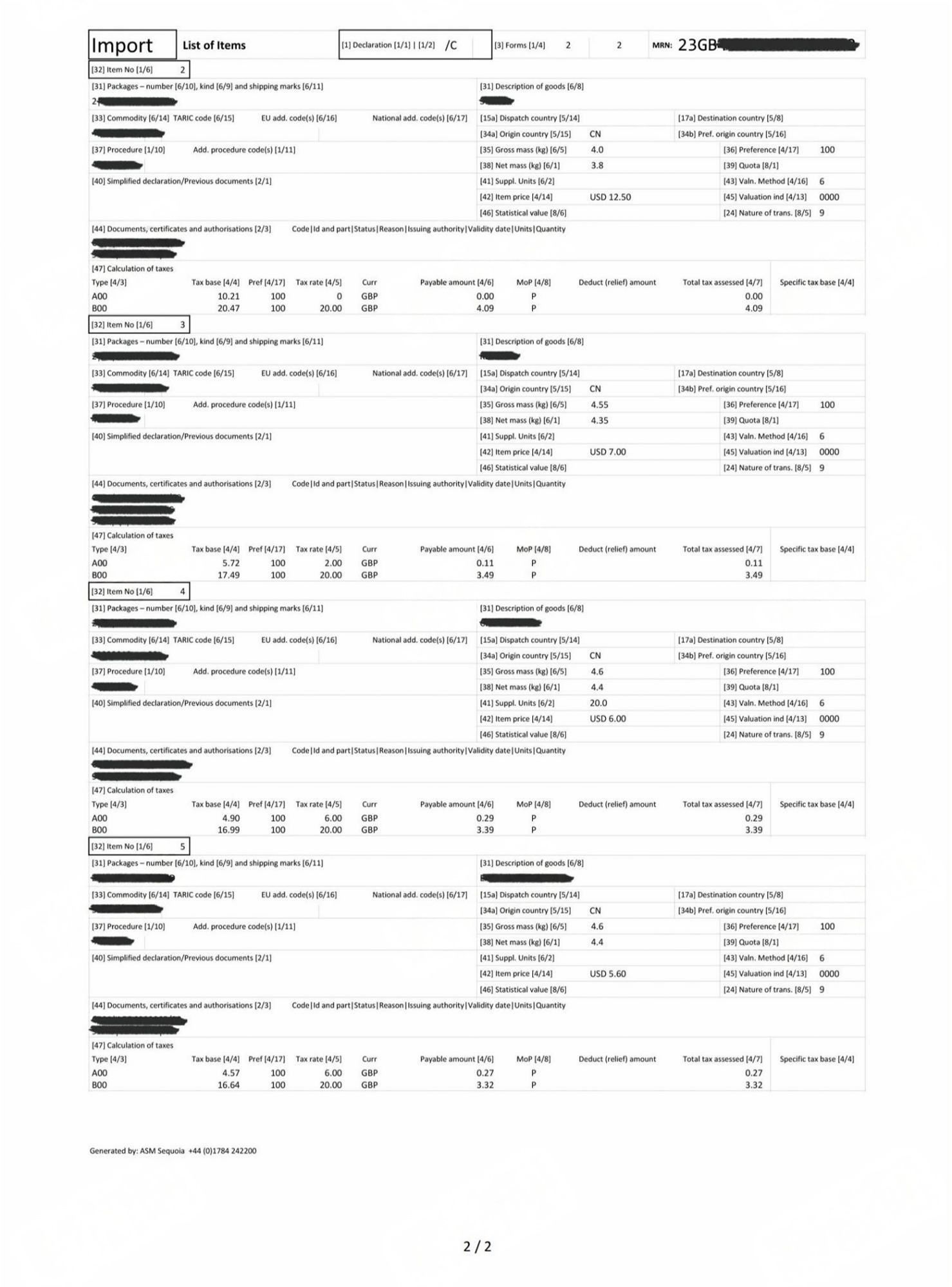 在英国清关的可抵扣进口税单模板-2