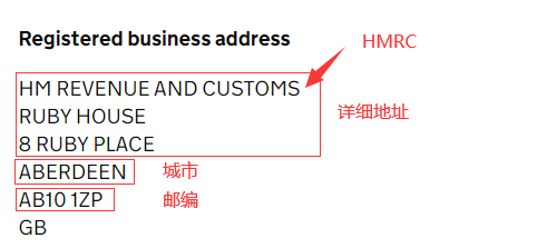 英国VAT税号查询结果为HMRC地址