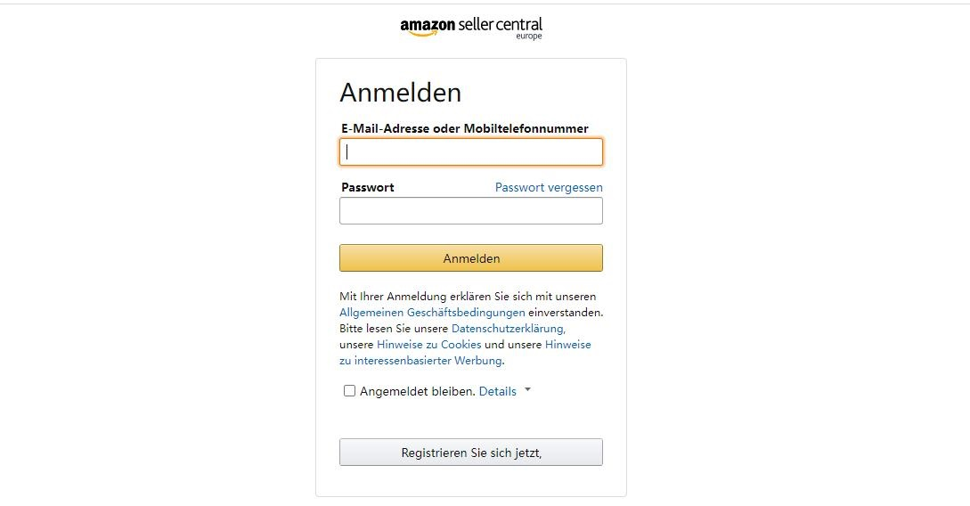 亚马逊卖家登录页面